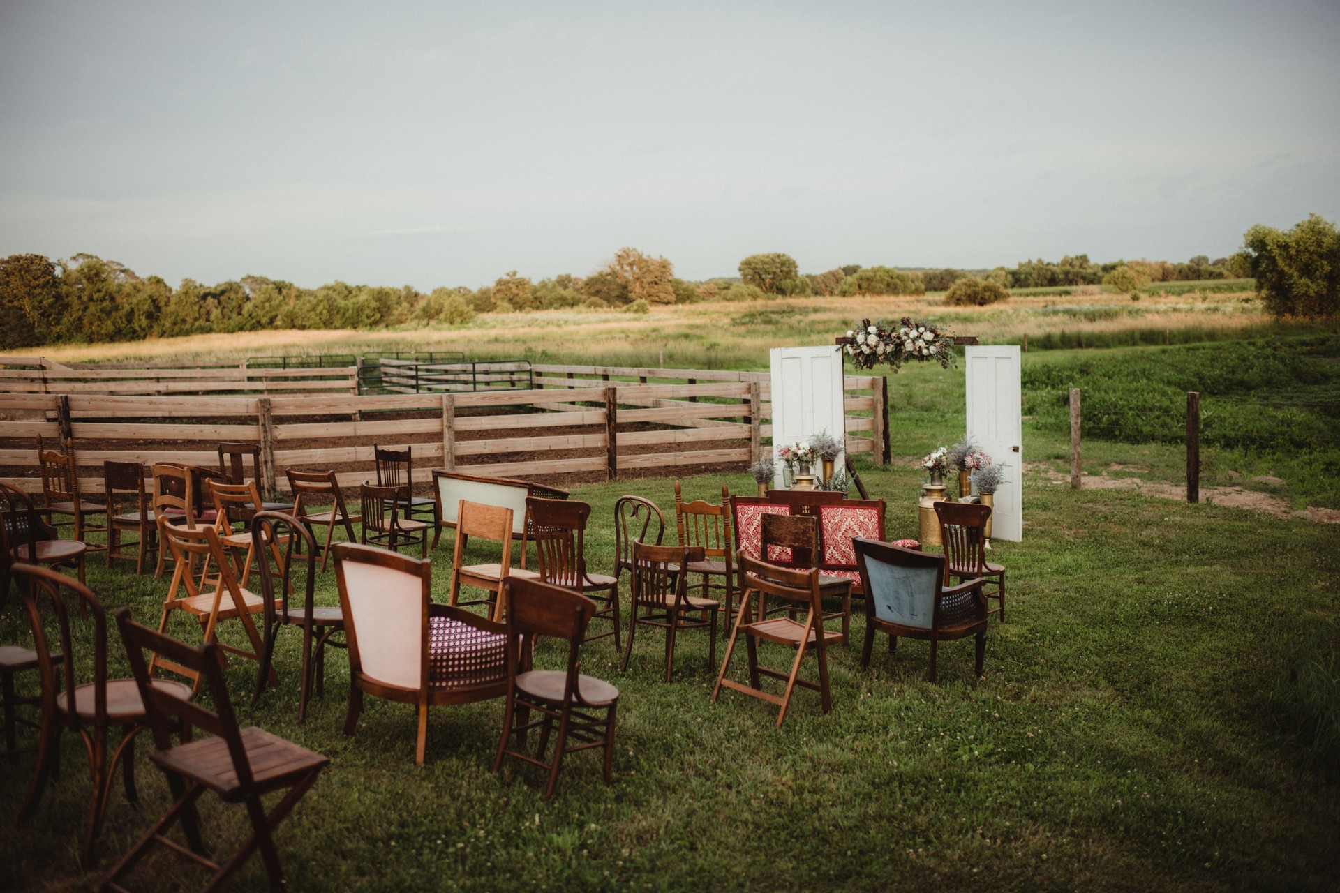 Wedding ceremony outdoors on the farm